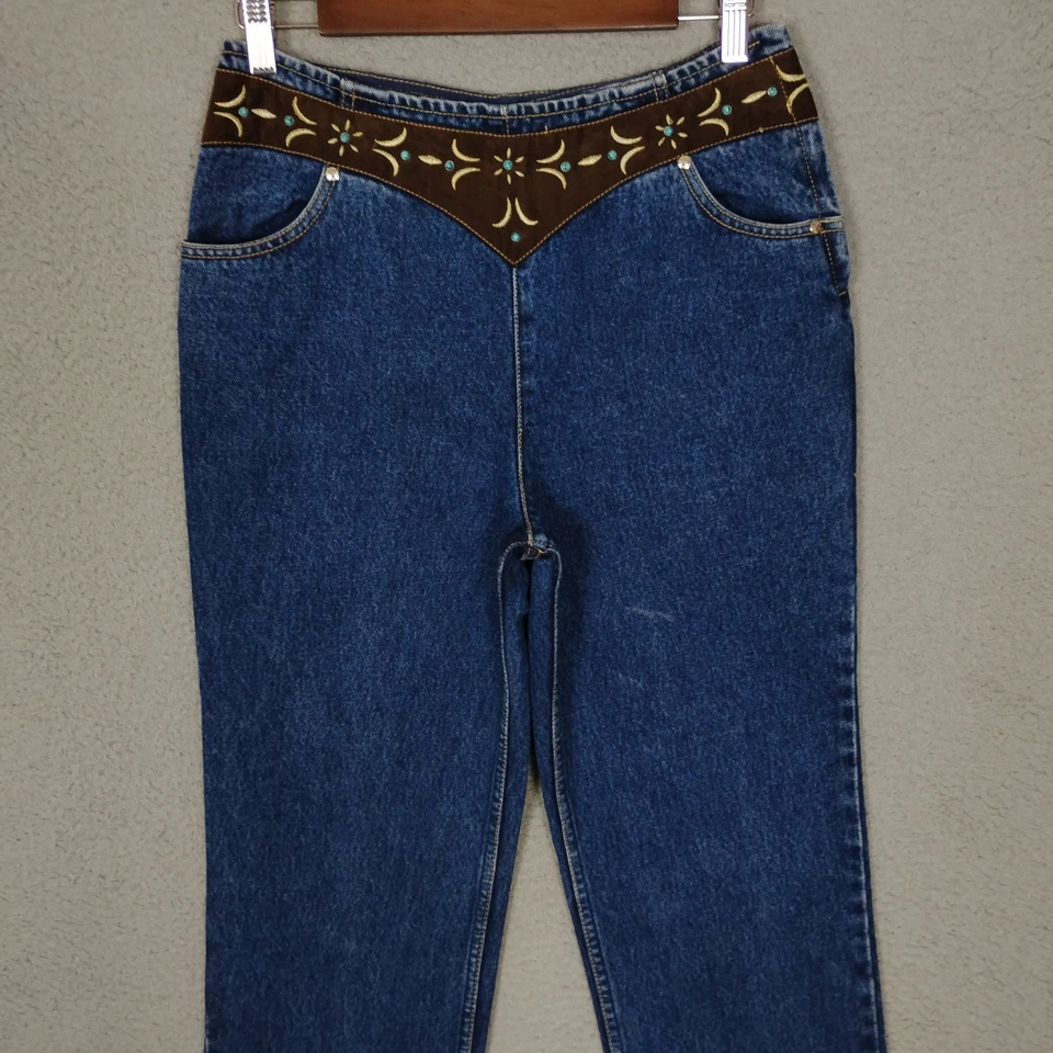 Jeans Lawman para mujer 9 azul vaquero occidental tiro alto yugo encaje espalda turquesa Foto 2 de 4