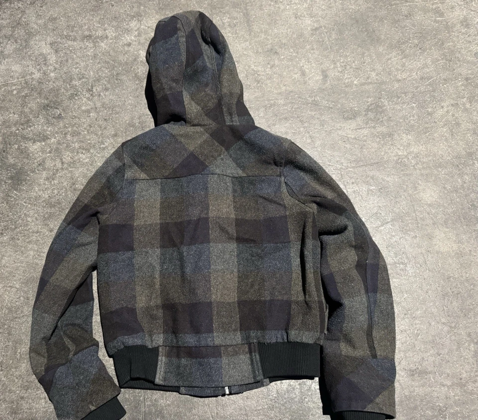 Sudadera con Capucha Y2K Abercrombie And Fitch Estilo Cuadros Recortados con Cremallera a Cuadros Peso Pesado M Foto 2 de 4