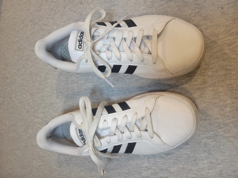 adidas Grand Court Women’s Size 8 White Black Cloudfoam Sneakers F36483 - Image 1 of 4