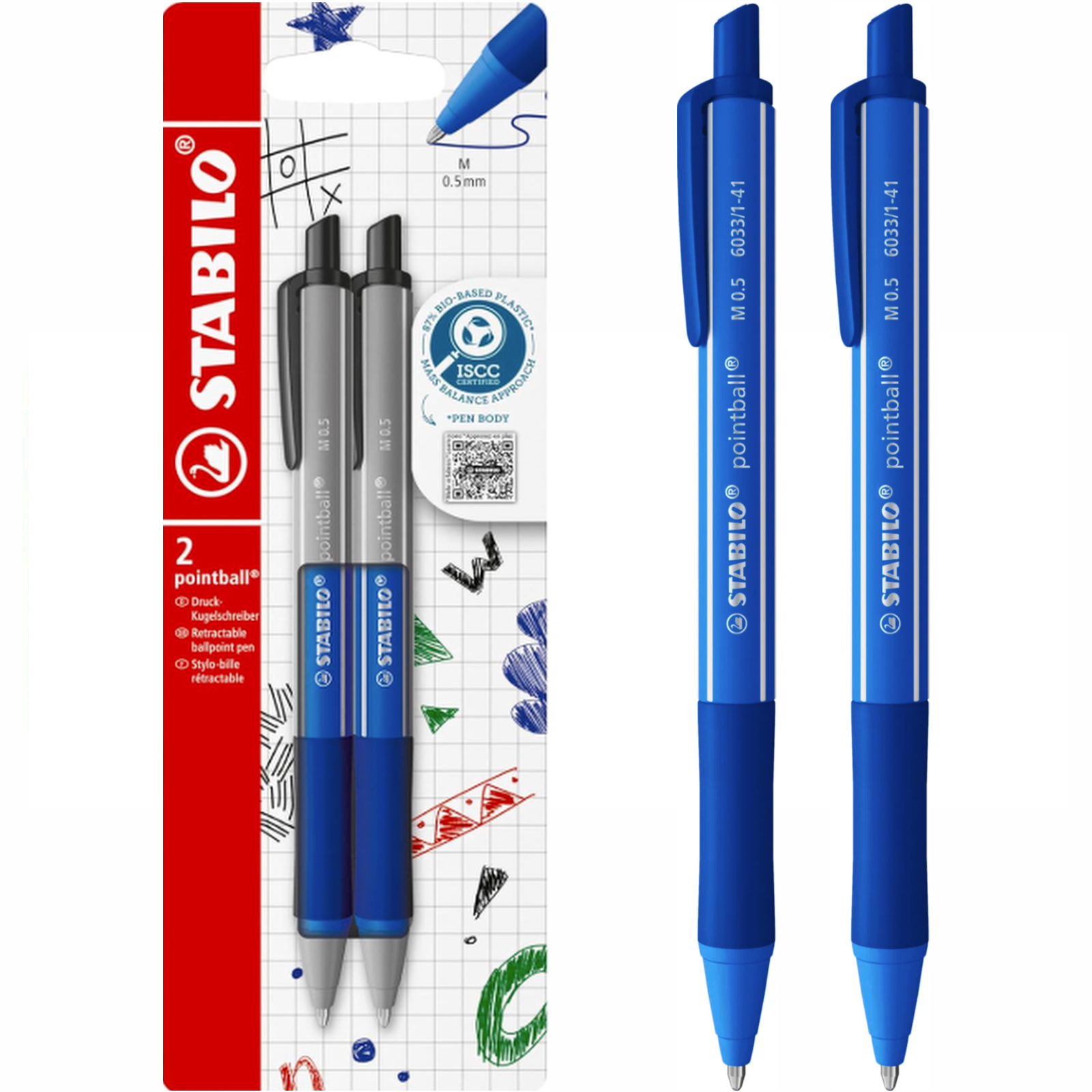 Ballpoint Pen - STABILO pointball Colourful - Pack of 2 - Ultramarine Blue