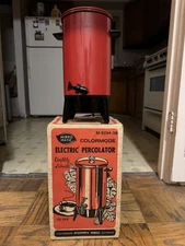 Vintage Mirro Matic Electric Coffee Percolator Poppy Red 22 Cup