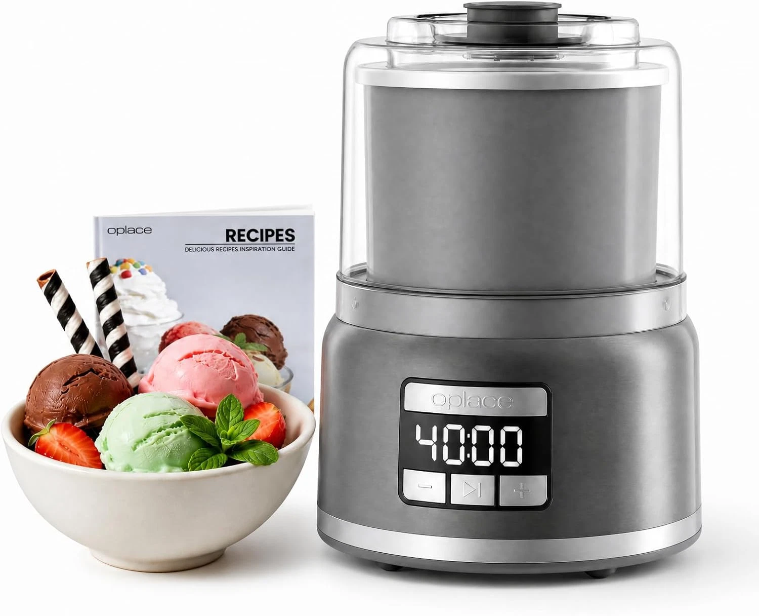 Ice Cream Maker 2.1QT Countertop Gelato Sorbet Frozen Yogurt 20 Min Digital Time
Opens in a new wind