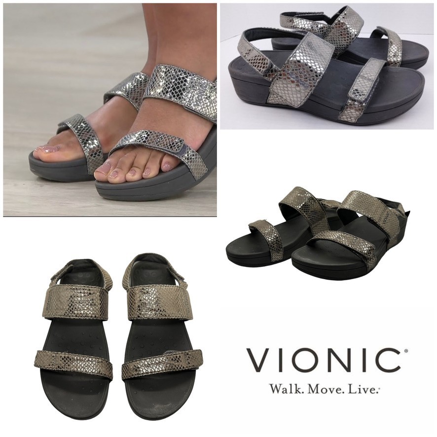VIONIC Platform Wedge Slingback Embossed Sandals … - image 1