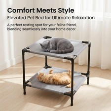 Double Elevated Cat Bed Pet Lounge Comfortable Easy to Clean Breathable Cooling