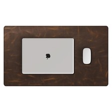 Leather Desk Mat, 23.6"x13.8"Real Leather Desk Pad, 3mm Thick Desk Blotter wi...