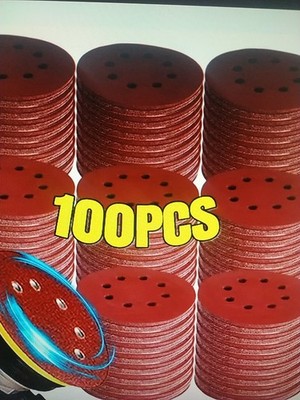 100 papel de lija adhesivo de gancho y bucle de 8 agujeros 125mm  3000 granos