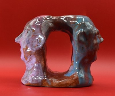 ''Cain and Abel'' - Outstanding Original Clay sculpture, hand made and glazed.