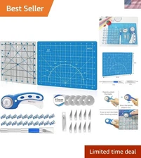 39-Piece Blue Rotary Cutter Set: Complete Quilting Kit with Safety Features