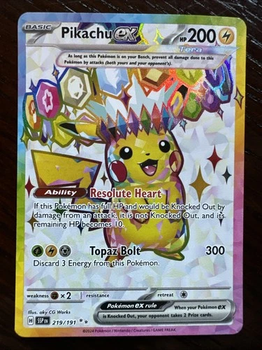 Pokemon Surging Sparks Pikachu EX Illustration Card 219/191 NM-Mint Condition