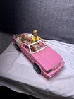 Vintage Barbie Pink Convertible Car Vehicle Mattel 12in Doll W Barbie Ken