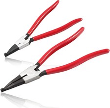 2 PCS Heavy Duty Lock Ring Pliers Set Flat Snap Plier 8 & 11, Red