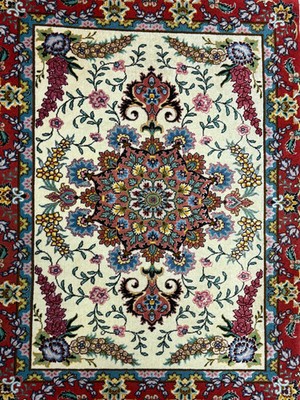 Orientteppich Täbriz Handgeknüpft Korkwolle mit Seide 69x90cm