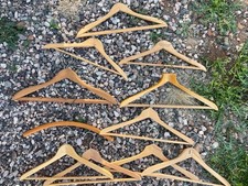 Lot Of 10 Wooden Hangers Coat Suit Pants Vintage Natural Wood