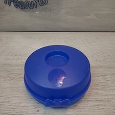 Tupperware Blue Bagel Sandwich Holder Storage Lunch Box GC Used 4440A-3