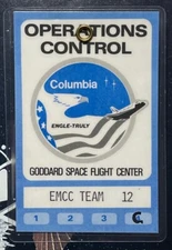 STS-2 GODDARD OPERATIONS CONTROL EMAC TEAM 12 #4 LAMINATED BADGE & CLIP
