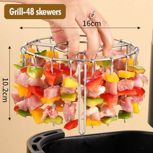 Freidora de Aire Acero Inoxidable Parrilla Vertical Pincho Colgante Kebab Estante Herramientas de Cocina - Imagen 17 de 17
