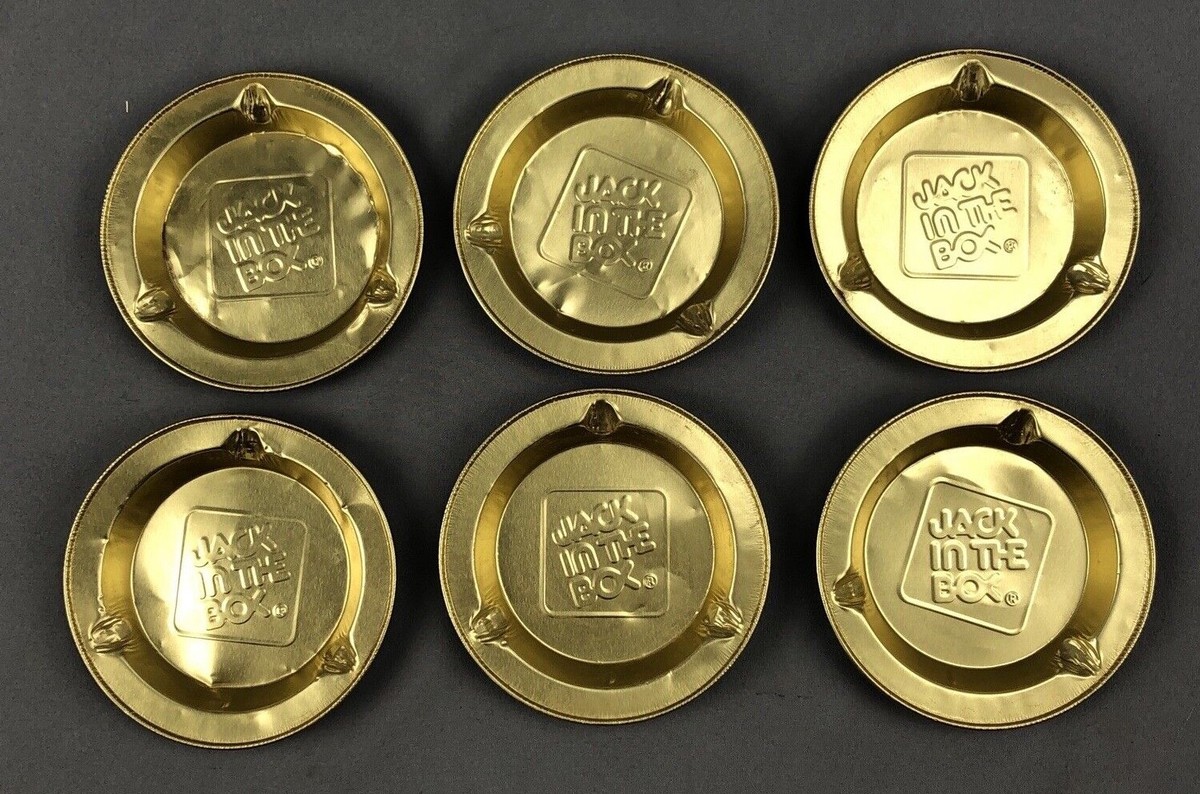 6 Vintage Jack In The Box Gold Disposable Ashtrays 3 1/2