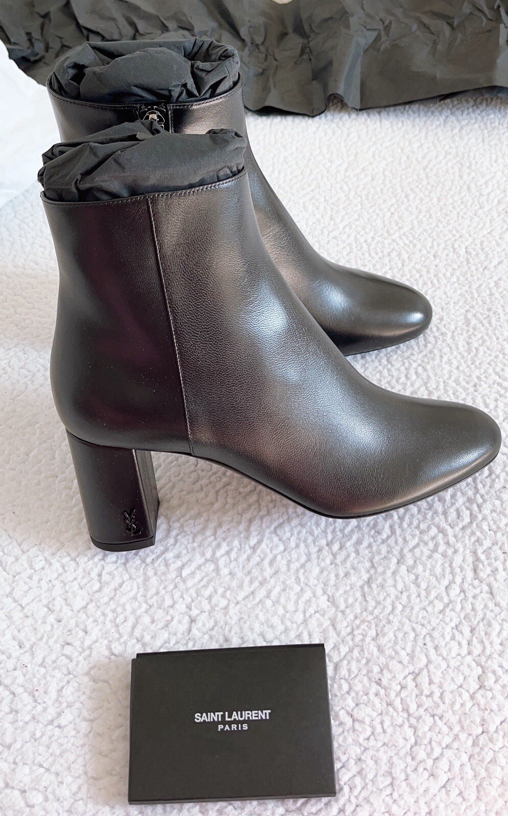 Stivaletti Saint Laurent YSL donna neri in pelle Lou taglia 38 US8