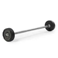 Titan Fitness 40 LB Rubber Straight Fixed Barbell, Pre-Loaded Weight Bar