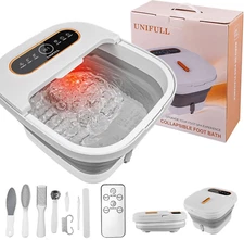 UNIFULL Collapsible Foot Spa Bath with Heat, Touch Screen, Remote Control, Massa