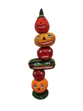 Halloween Art Clay Gourds Jackolantern Pumpkin Sculpture Anthropomorphic JOL