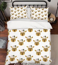 3D Wild Animals Flowers Kids Quilt Cover Set Duvet Cover Bedding Pillowcases
