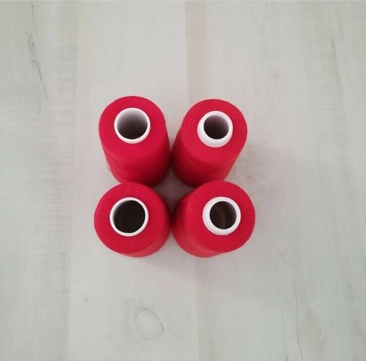 4 SureLock Serger Thread Cones 100% Polyester 3000 Yards 455 Scarlet Red