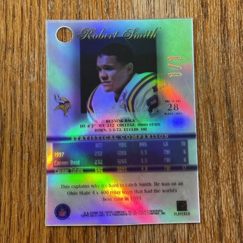 1998 Topps Gold Label 1/1 Refractor Robert Smith Minnesota Vikings PRODUCTION SP - 第 4/6 張圖片