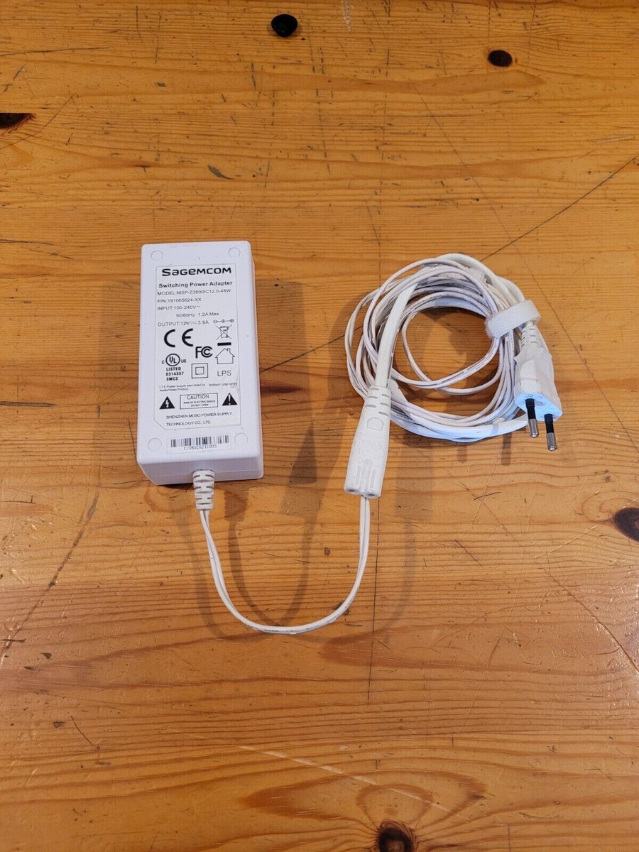 Adaptateur Sagemcom 12V 3,8A (48W) – Chargeur MSP-Z3800IC12.0-48w – Idéal Pour Remplacement