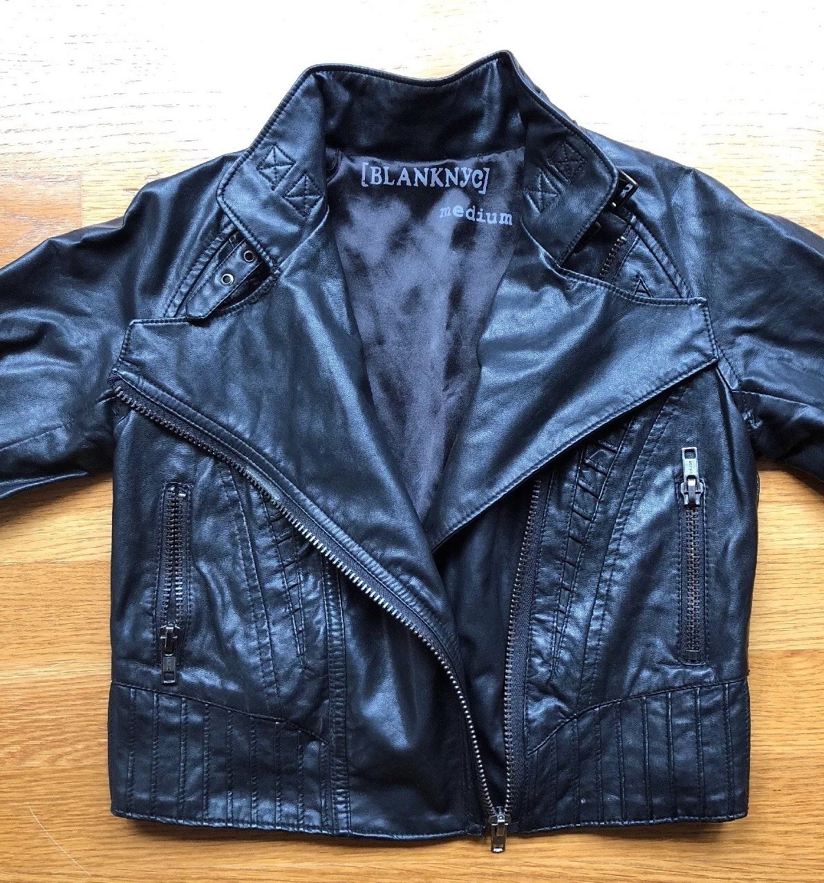 Blank NYC Girls Faux Leather Moto Jacket Size M