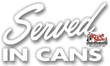 10.5"x 6"  PEPSI white "SERVED IN CANS" decal SODA POP VENDING MACHINE COOLER