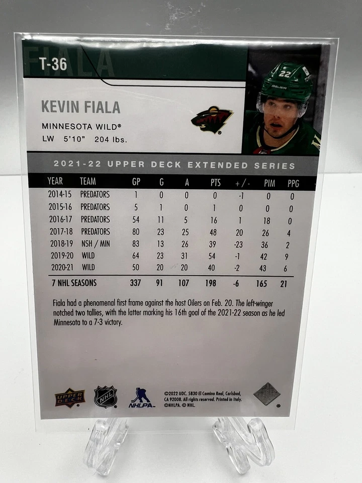 21-22 UD Extended Series - Tribute Retro T-36 Kevin Fiala - Image 2 of 2