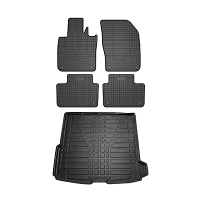 Fußmatten & Kofferraumwanne Set für Volvo V60 2017-2025 Gummi TPE Schwarz 5x
