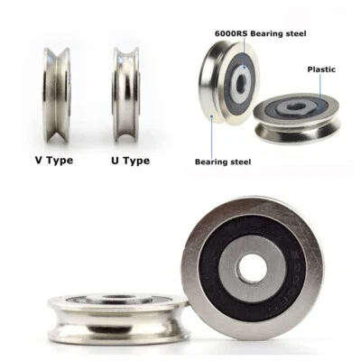 Ball Bearings Wheel Wire Rope Guide Rail Roller 6x30x8mm U V Groove Metal Pulley
