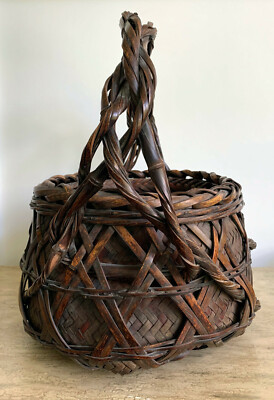 Japanese Wagumi Handled Bamboo Basket Ikebana | eBay