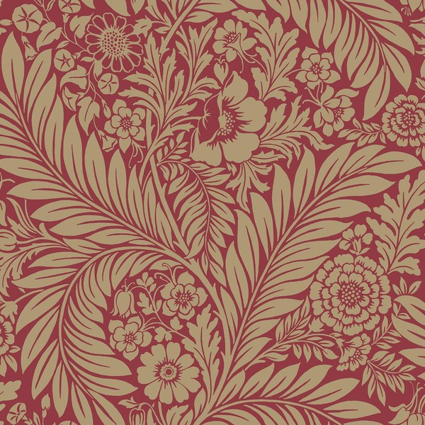 Belgravia Florenz Blatt Tapete Waschbar Viktorianische Blumen BläTter Rot 725-image