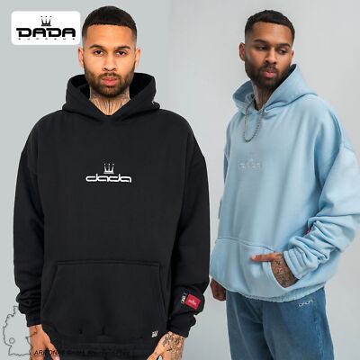 DADA SUPREME Herren Hoodie Oversized mit Stickerei Reißverschlusstasche