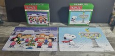 Lot 2 Peanuts Gang Snoopy Christmas 100 pc Jigsaw Puzzles 11 x 15 100 Complete