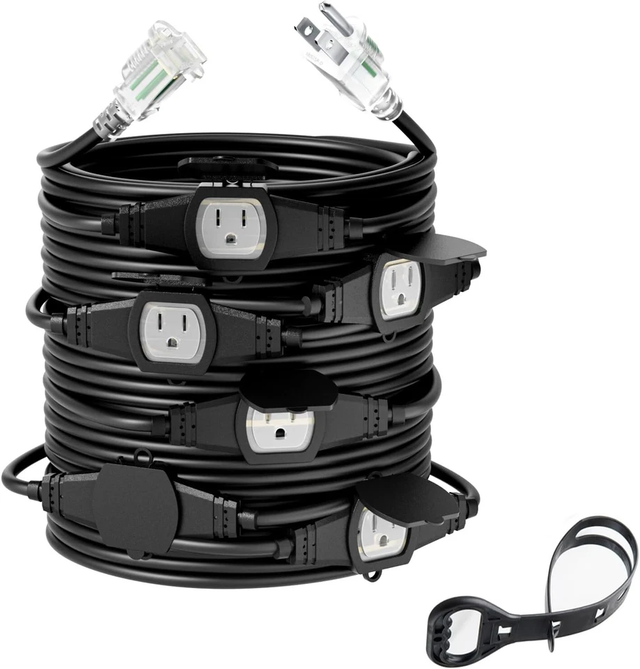 7-Outlet 50FT 14 Gauge Outdoor Power Cord – Ideal for Holiday Lighting & Events - Image 3 of 4