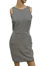 Monteau Women's Striped Black & White Stretch Dress Size M