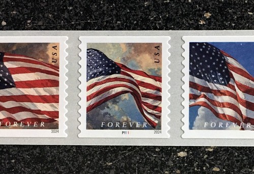2024USA #5879-5882a Forever US Flag - PNC Plate (#P111) Coil Strip 9 APU SPACES - Picture 2 of 2