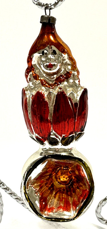 AWESOME Antique German 1940 Girl In Tulip Flower Indent w/Drop XMAS Ornament