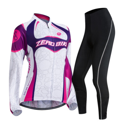 Damen Mode Radfahren Radtrikot Langarm Fahrradtrikot Jacke Fahrradhose Radhosen