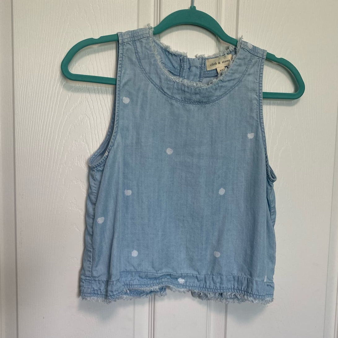 Cloth & Stone Polka Dot Button Back Top Women's XS | eBay