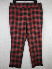 Counterparts Red Black Plaid Pull On Sz 18 Pants Crop Ankle Stretch Preppy Money