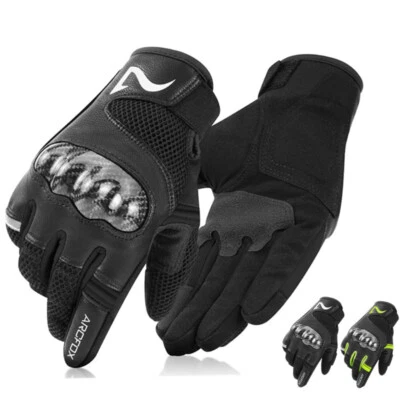 ARCFOX Motorrad Handschuhe Schwarz Leder MotorradHandschuhe Motorcycle Gloves