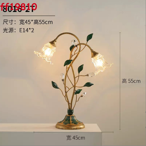 American Desk Lamp Bedroom Bedside Light Glass Floral Vintage Desk Lights Fixtu - Picture 6 of 8