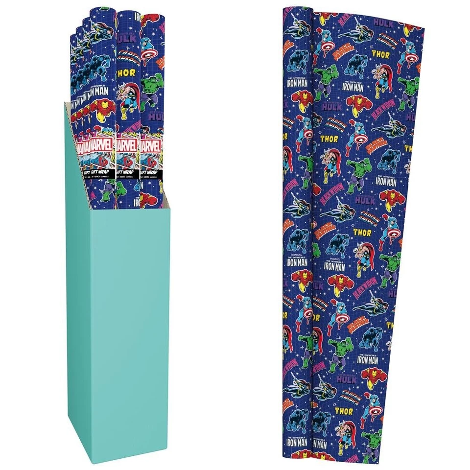2 x Marvel Avengers 2M Kids Gift Wrapping Paper Roll Birthday Girls Boys Present