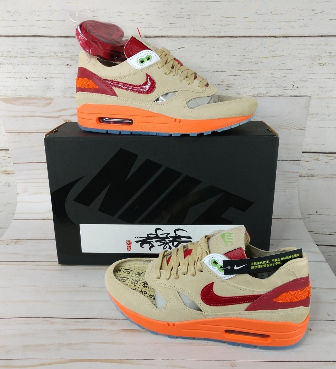 Nike Air Max 1 x CLOT Kiss Of Death Red Orange Blaze Sneakers 7.5