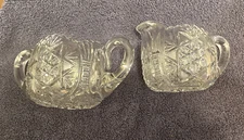 American Brilliant Cut  Matching Creamer and Sugar